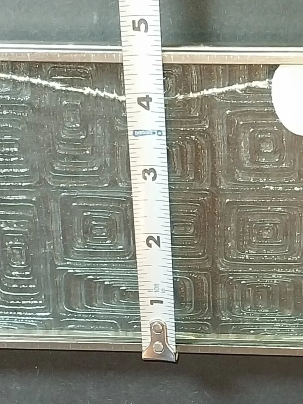VINTAGE GLASS STANDING PICTURE METAL FRAME TEXTURE GEOMETRIC PRIVACY GLASS